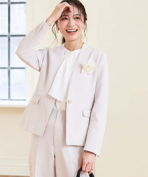 【セール】《洗える・ストレッチ・シワになりにくい》正解 ノーカラージャケット【CF/クロスファンクション】（ノーカラージャケット）｜CF（クロスファンクション）