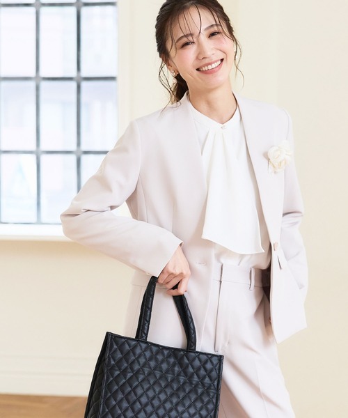 【セール】《洗える・ストレッチ・シワになりにくい》正解 ノーカラージャケット【CF/クロスファンクション】（ノーカラージャケット）｜CF（クロスファンクション）