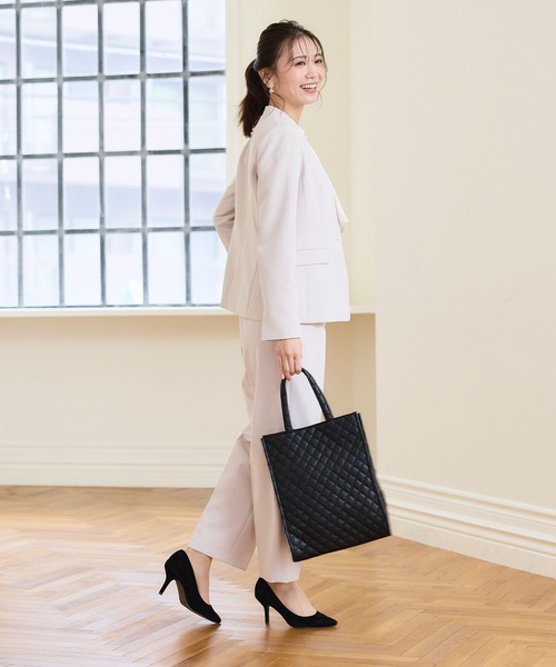 【セール】《洗える・ストレッチ・シワになりにくい》正解 ノーカラージャケット【CF/クロスファンクション】（ノーカラージャケット）｜CF（クロスファンクション）