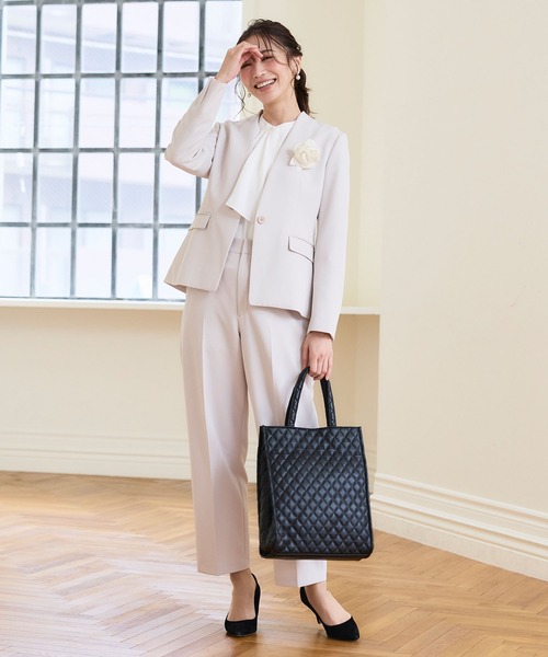 【セール】《洗える・ストレッチ・シワになりにくい》正解 ノーカラージャケット【CF/クロスファンクション】（ノーカラージャケット）｜CF（クロスファンクション）