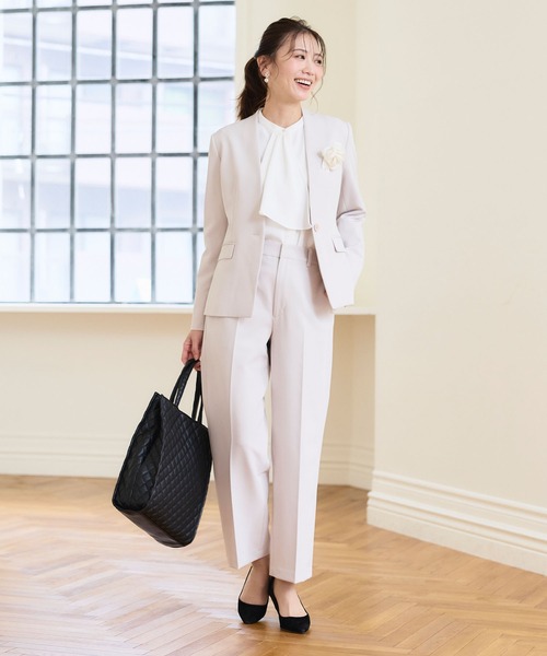 【セール】《洗える・ストレッチ・シワになりにくい》正解 ノーカラージャケット【CF/クロスファンクション】（ノーカラージャケット）｜CF（クロスファンクション）