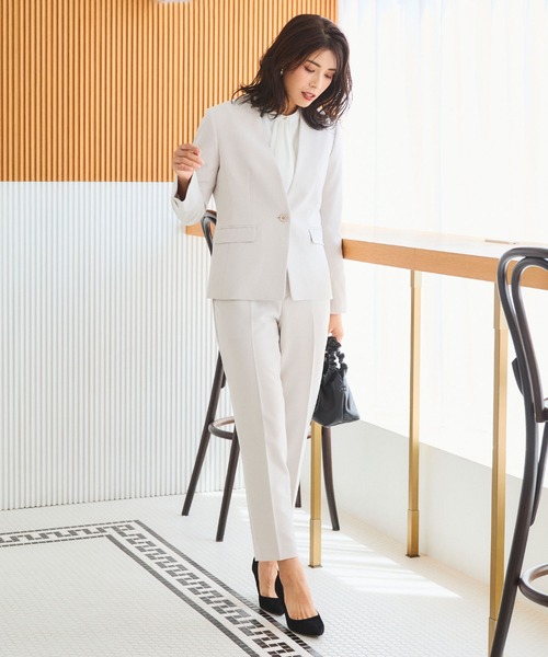 【セール】《洗える・ストレッチ・シワになりにくい》正解 ノーカラージャケット【CF/クロスファンクション】（ノーカラージャケット）｜CF（クロスファンクション）