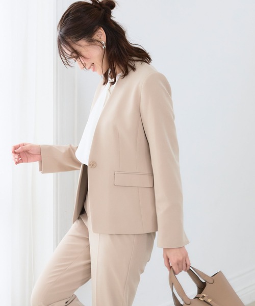 【セール】《洗える・ストレッチ・シワになりにくい》正解 ノーカラージャケット【CF/クロスファンクション】（ノーカラージャケット）｜CF（クロスファンクション）