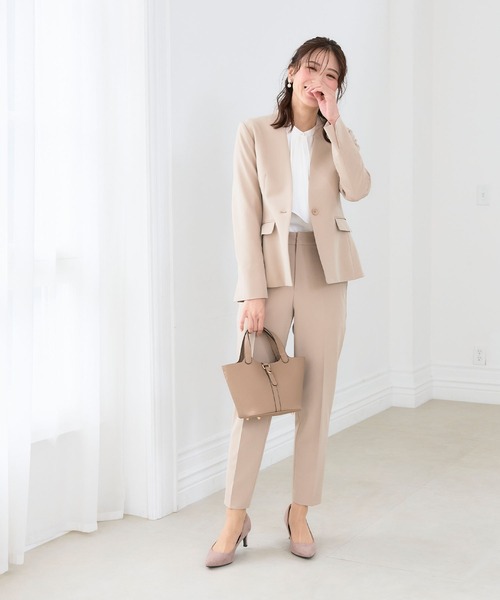 【セール】《洗える・ストレッチ・シワになりにくい》正解 ノーカラージャケット【CF/クロスファンクション】（ノーカラージャケット）｜CF（クロスファンクション）