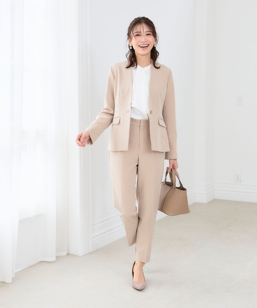 【セール】《洗える・ストレッチ・シワになりにくい》正解 ノーカラージャケット【CF/クロスファンクション】（ノーカラージャケット）｜CF（クロスファンクション）