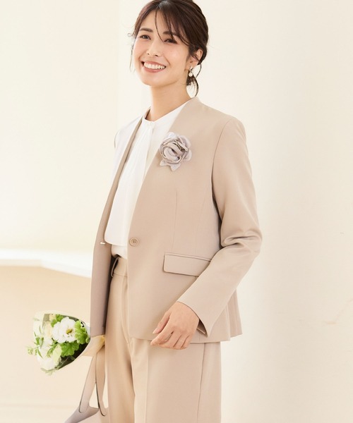 【セール】《洗える・ストレッチ・シワになりにくい》正解 ノーカラージャケット【CF/クロスファンクション】（ノーカラージャケット）｜CF（クロスファンクション）