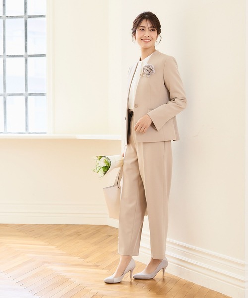 【セール】《洗える・ストレッチ・シワになりにくい》正解 ノーカラージャケット【CF/クロスファンクション】（ノーカラージャケット）｜CF（クロスファンクション）