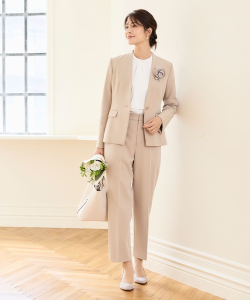 【セール】《洗える・ストレッチ・シワになりにくい》正解 ノーカラージャケット【CF/クロスファンクション】（ノーカラージャケット）｜CF（クロスファンクション）