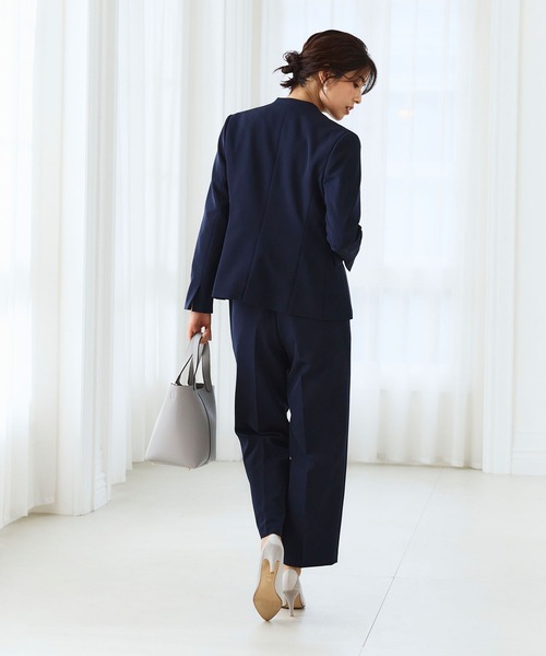 【セール】《洗える・ストレッチ・シワになりにくい》正解 ノーカラージャケット【CF/クロスファンクション】（ノーカラージャケット）｜CF（クロスファンクション）