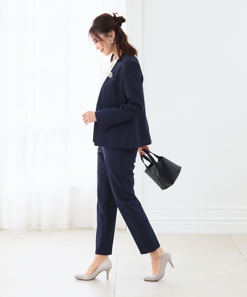 【セール】《洗える・ストレッチ・シワになりにくい》正解 ノーカラージャケット【CF/クロスファンクション】（ノーカラージャケット）｜CF（クロスファンクション）