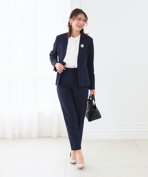 【セール】《洗える・ストレッチ・シワになりにくい》正解 ノーカラージャケット【CF/クロスファンクション】（ノーカラージャケット）｜CF（クロスファンクション）