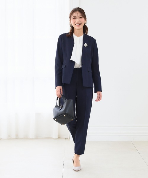 【セール】《洗える・ストレッチ・シワになりにくい》正解 ノーカラージャケット【CF/クロスファンクション】（ノーカラージャケット）｜CF（クロスファンクション）