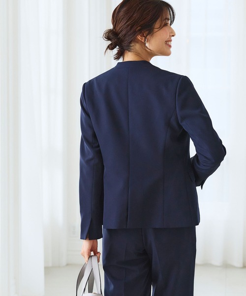 【セール】《洗える・ストレッチ・シワになりにくい》正解 ノーカラージャケット【CF/クロスファンクション】（ノーカラージャケット）｜CF（クロスファンクション）