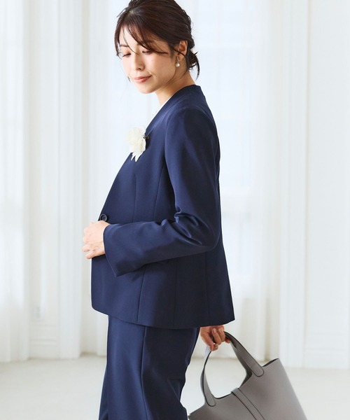 【セール】《洗える・ストレッチ・シワになりにくい》正解 ノーカラージャケット【CF/クロスファンクション】（ノーカラージャケット）｜CF（クロスファンクション）