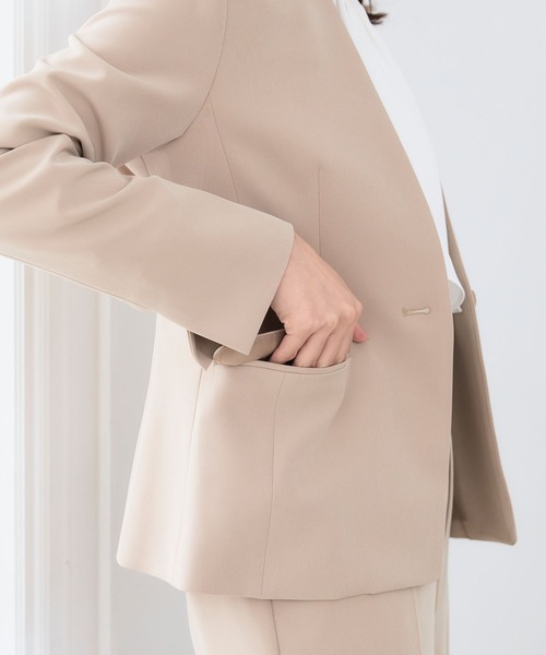 【セール】《洗える・ストレッチ・シワになりにくい》正解 ノーカラージャケット【CF/クロスファンクション】（ノーカラージャケット）｜CF（クロスファンクション）