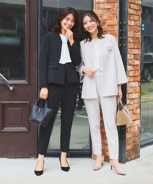 【セール】《洗える・ストレッチ・シワになりにくい》正解 ノーカラージャケット【CF/クロスファンクション】（ノーカラージャケット）｜CF（クロスファンクション）