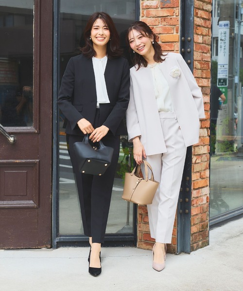 【セール】《洗える・ストレッチ・シワになりにくい》正解 ノーカラージャケット【CF/クロスファンクション】（ノーカラージャケット）｜CF（クロスファンクション）