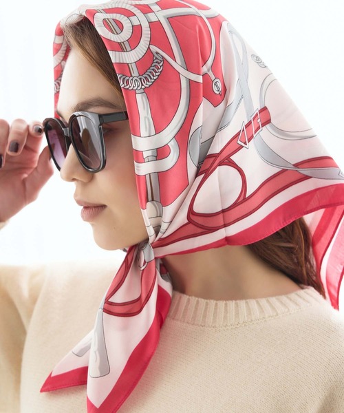 Edit Sheen（エディットシーン）の「ブライドルプリントスカーフ（ストール/ショール・レディース・グレー/レッド/オレンジ/グリーン・FREE）」の2枚目の写真