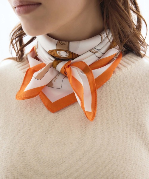 Edit Sheen（エディットシーン）の「ブライドルプリントスカーフ（ストール/ショール・レディース・グレー/レッド/オレンジ/グリーン・FREE）」の4枚目の写真