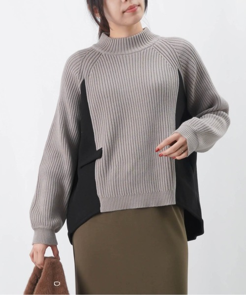 LUCA/LADY LUCK LUCA(ルカ/レディラックルカ)の「LC/LLL リブ切替ニット/ハイネックリブニット(ニット/セーター・レディース・ターコイズブルー/グレー/オレンジ/アイボリー・FREE)」の5枚目の写真