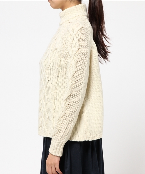 robbem（ロベム）の「【robbem】アラン柄ニットプルオーバー（ニット/セーター・レディース・オフホワイト/ダークグリーン/ネイビー・FREE）」の9枚目の写真