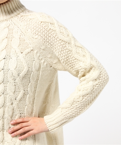 robbem（ロベム）の「【robbem】アラン柄ニットプルオーバー（ニット/セーター・レディース・オフホワイト/ダークグリーン/ネイビー・FREE）」の4枚目の写真