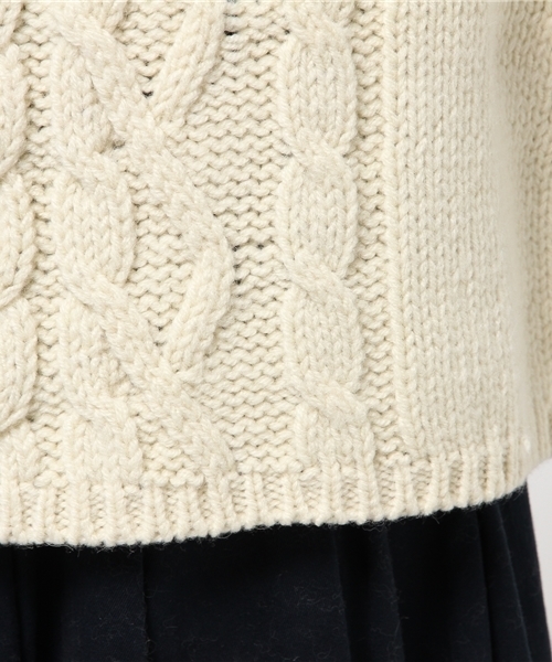 robbem（ロベム）の「【robbem】アラン柄ニットプルオーバー（ニット/セーター・レディース・オフホワイト/ダークグリーン/ネイビー・FREE）」の5枚目の写真