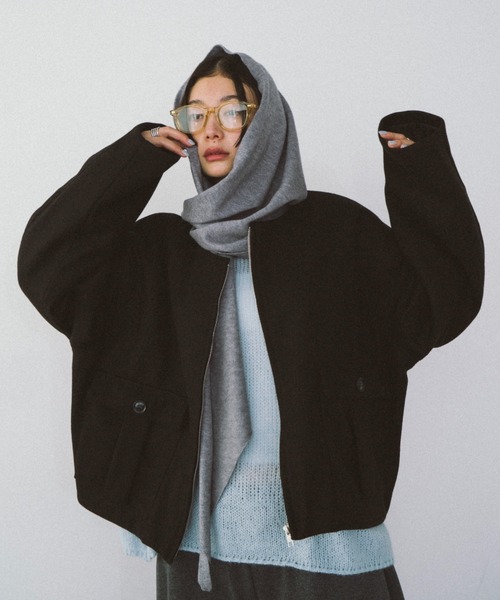 HANNE（アン）の「ポケットディティールショートコート（その他アウター・レディース・ブラック/ベージュ・FREE）」の2枚目の写真