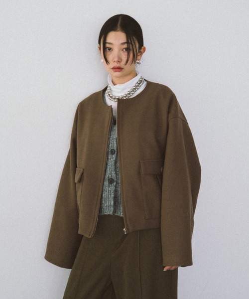 HANNE（アン）の「ポケットディティールショートコート（その他アウター・レディース・ブラック/ベージュ・FREE）」の5枚目の写真