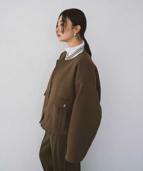 HANNE（アン）の「ポケットディティールショートコート（その他アウター・レディース・ブラック/ベージュ・FREE）」の8枚目の写真