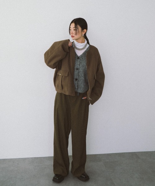 HANNE（アン）の「ポケットディティールショートコート（その他アウター・レディース・ブラック/ベージュ・FREE）」の7枚目の写真