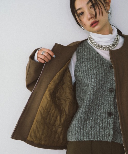 HANNE（アン）の「ポケットディティールショートコート（その他アウター・レディース・ブラック/ベージュ・FREE）」の9枚目の写真