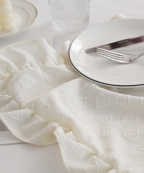 Made in I(メイドインアイ)の「hurt frill place mat(ランチョンマット/テーブルウェア・レディース・ホワイト/ピンク・FREE)」の2枚目の写真