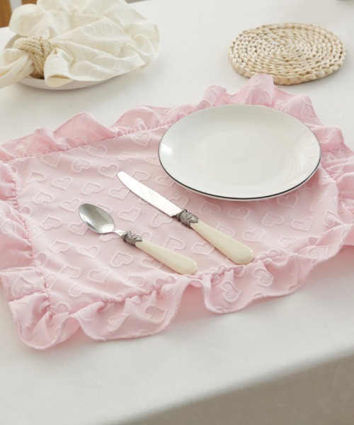 Made in I(メイドインアイ)の「hurt frill place mat(ランチョンマット/テーブルウェア・レディース・ホワイト/ピンク・FREE)」の9枚目の写真