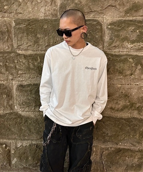 ★OY★TRIBAL LOGO L/S TEE - WHITE★正規品/韓国直送料込/人気 OY/オーワイ』 TRIBAL LOGO L/S TEE/トライバルロゴ長袖