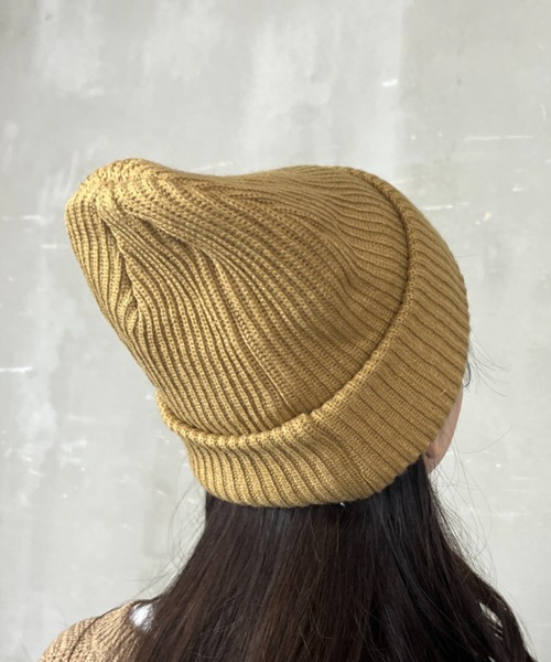 セール】リブニット センターロゴ ニットキャップ ニット帽（ニット