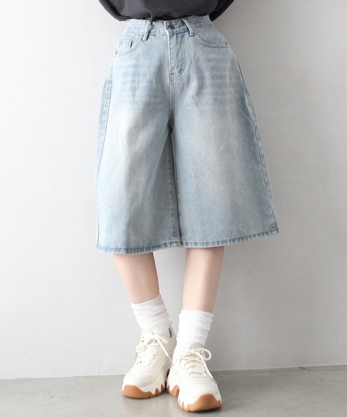 SpRay(スプレイ)の「デニムハーフパンツ(デニムパンツ・レディース・ライトブルー/ブルー・MEDIUM/LARGE)」の3枚目の写真