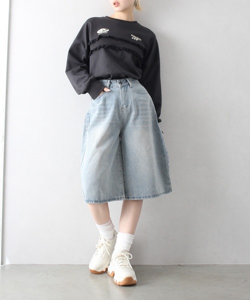 SpRay(スプレイ)の「デニムハーフパンツ(デニムパンツ・レディース・ライトブルー/ブルー・MEDIUM/LARGE)」の5枚目の写真