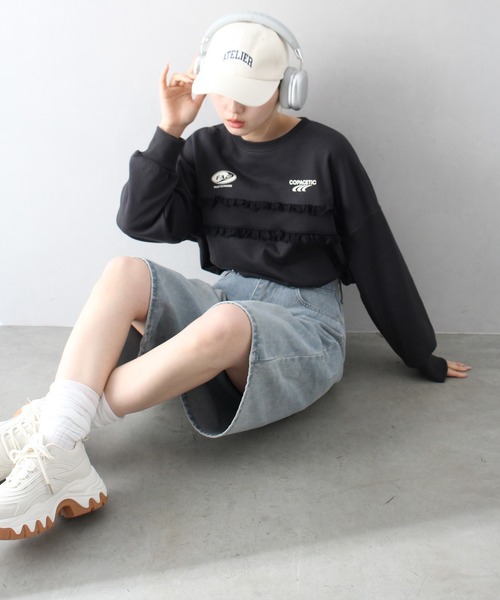 SpRay(スプレイ)の「デニムハーフパンツ(デニムパンツ・レディース・ライトブルー/ブルー・MEDIUM/LARGE)」の6枚目の写真