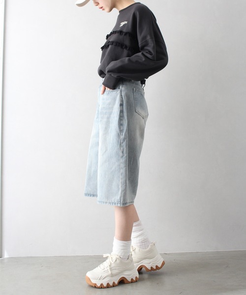 SpRay(スプレイ)の「デニムハーフパンツ(デニムパンツ・レディース・ライトブルー/ブルー・MEDIUM/LARGE)」の7枚目の写真