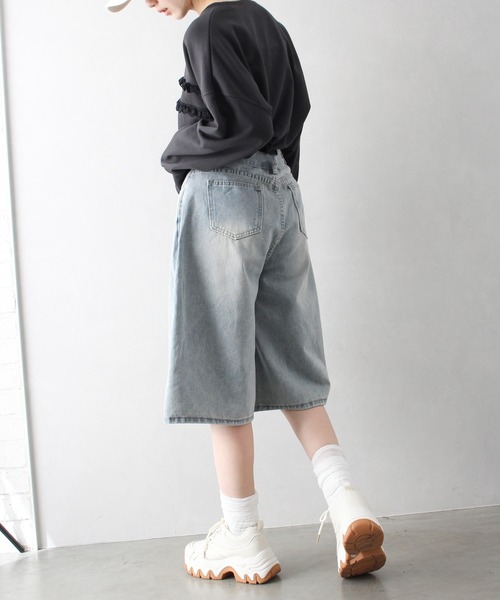 SpRay(スプレイ)の「デニムハーフパンツ(デニムパンツ・レディース・ライトブルー/ブルー・MEDIUM/LARGE)」の8枚目の写真