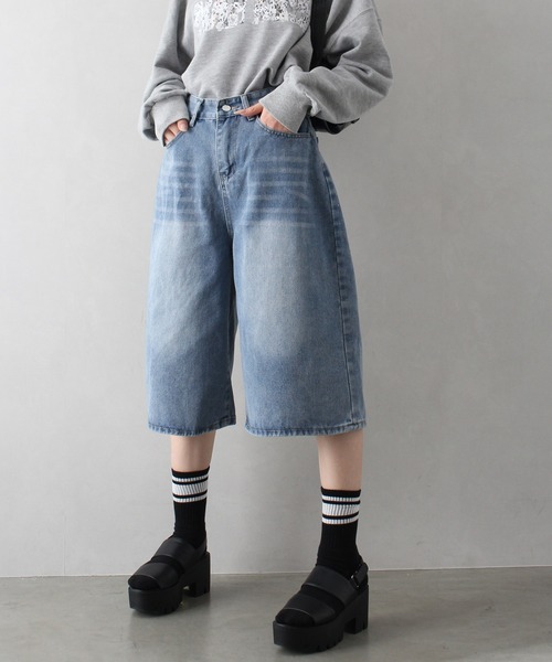 SpRay(スプレイ)の「デニムハーフパンツ(デニムパンツ・レディース・ライトブルー/ブルー・MEDIUM/LARGE)」の9枚目の写真