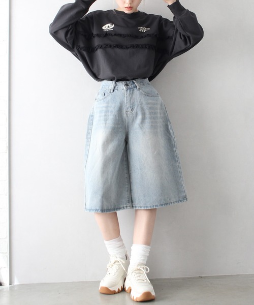 SpRay(スプレイ)の「デニムハーフパンツ(デニムパンツ・レディース・ライトブルー/ブルー・MEDIUM/LARGE)」の22枚目の写真