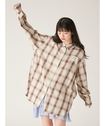 「LILY BROWN」 長袖シャツ ONE SIZE ブラウン レディース LILY BROWN ブラウス シャツ 「L.B CANDY STOCK」CANDYビジュー