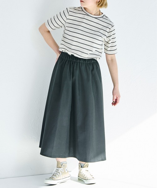 pairmanon（ペアマノン）の「【リンクコーデ】【ママサイズ】半袖 ウエスト切り替え ドッキングワンピース（ワンピース・レディース・ホワイト系その他/ブラック・FREE）」の4枚目の写真