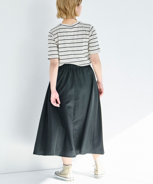 pairmanon（ペアマノン）の「【リンクコーデ】【ママサイズ】半袖 ウエスト切り替え ドッキングワンピース（ワンピース・レディース・ホワイト系その他/ブラック・FREE）」の6枚目の写真