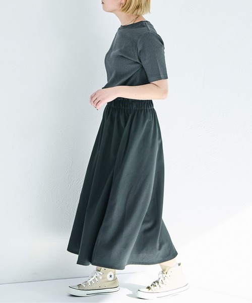 pairmanon（ペアマノン）の「【リンクコーデ】【ママサイズ】半袖 ウエスト切り替え ドッキングワンピース（ワンピース・レディース・ホワイト系その他/ブラック・FREE）」の9枚目の写真