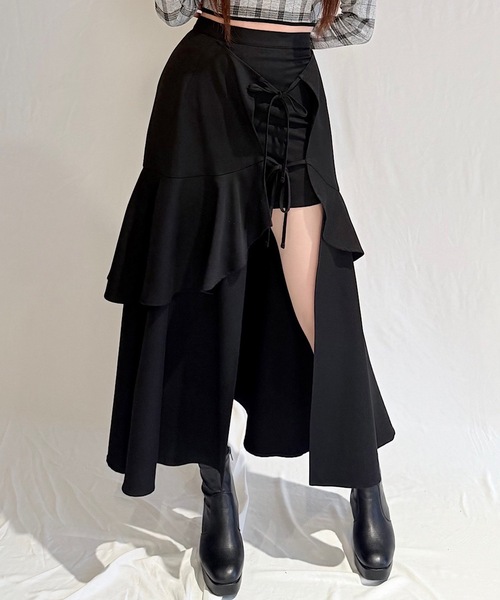 NOMAE（ノーマエ）の「ラフッルスリットスカート（スカート・レディース・ブラック/ブラック系その他/グレー系その他/ネイビー/ベージュ系その他/グレー・FREE）」の7枚目の写真