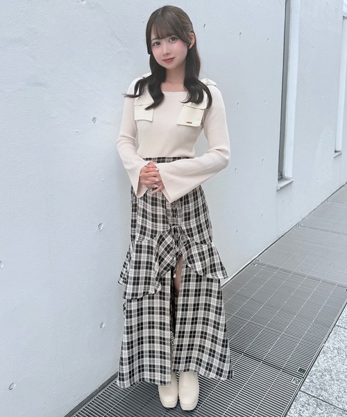 NOMAE（ノーマエ）の「ラフッルスリットスカート（スカート・レディース・ブラック/ブラック系その他/グレー系その他/ネイビー/ベージュ系その他/グレー・FREE）」の11枚目の写真