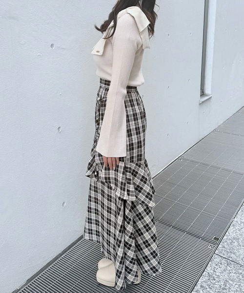 NOMAE（ノーマエ）の「ラフッルスリットスカート（スカート・レディース・ブラック/ブラック系その他/グレー系その他/ネイビー/ベージュ系その他/グレー・FREE）」の12枚目の写真